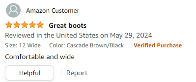 5 Star review for light weight boots