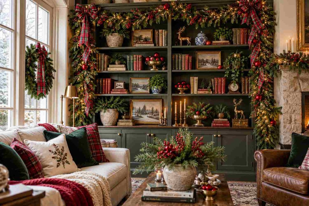 Red Ornaments and Green Garland