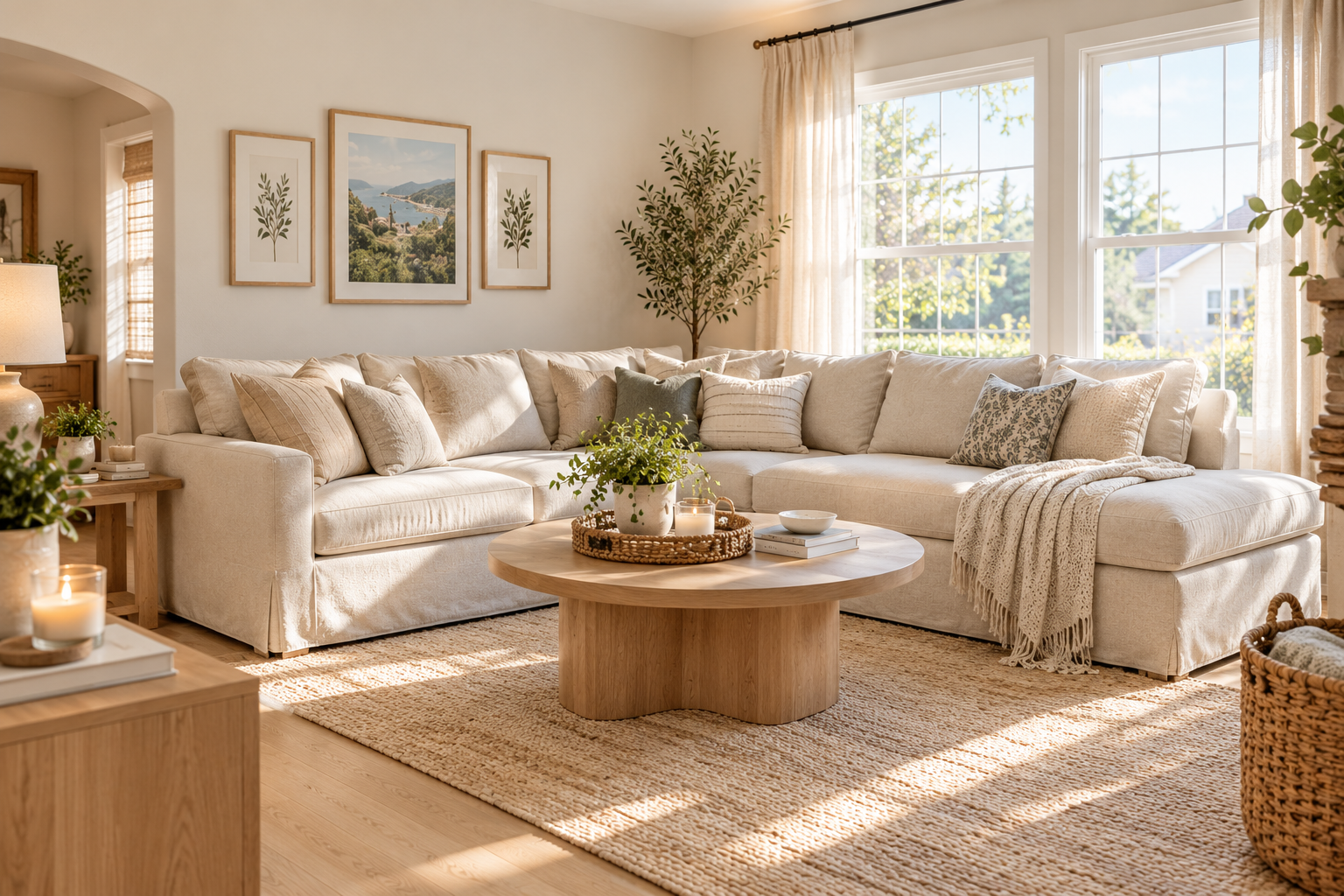 Sunlit Scandinavian Farmhouse Living Room