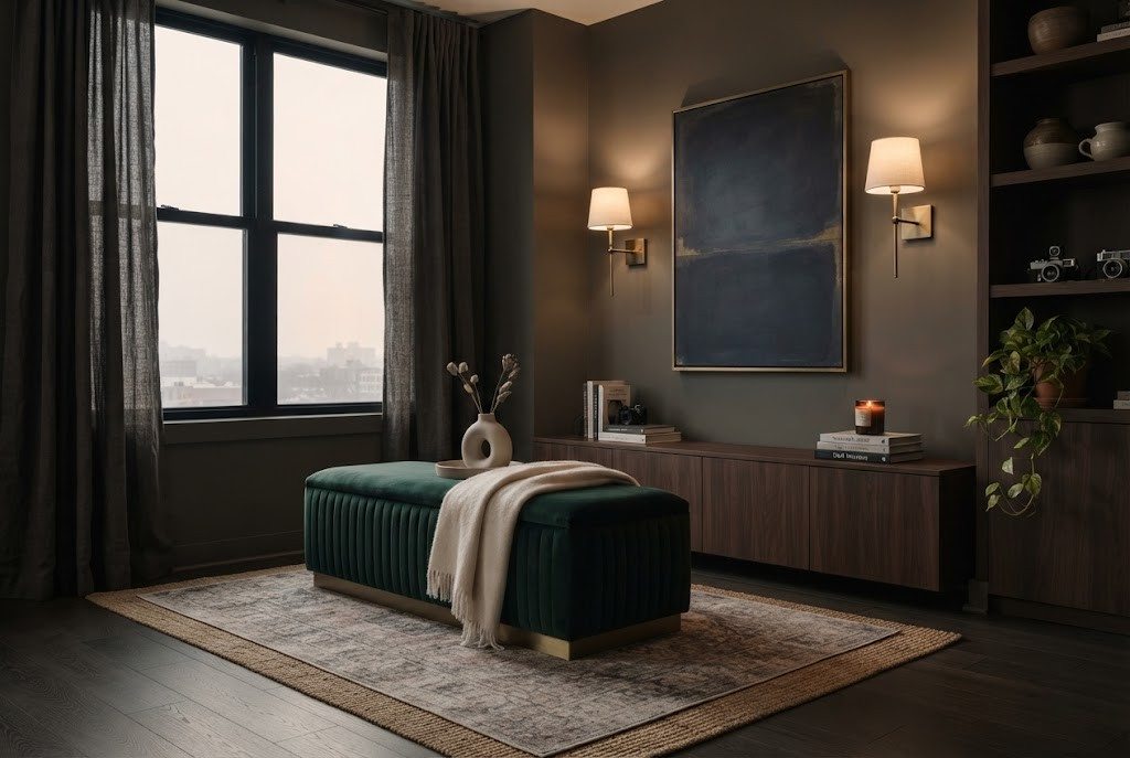 Dark Velvet Storage Bench