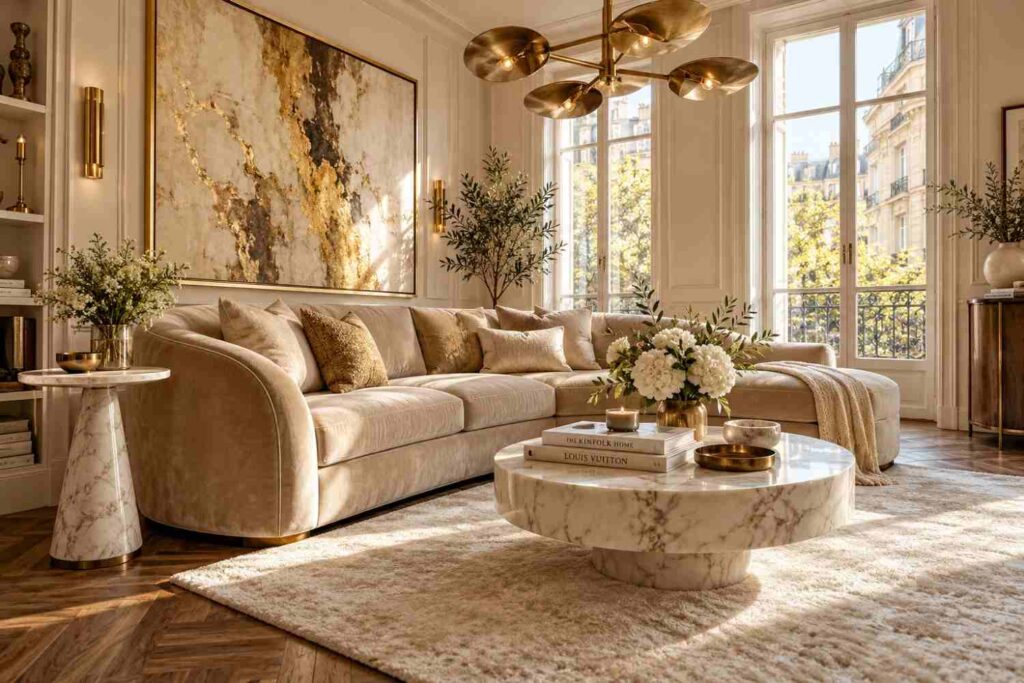Luxurious Parisian Living Room Retreat