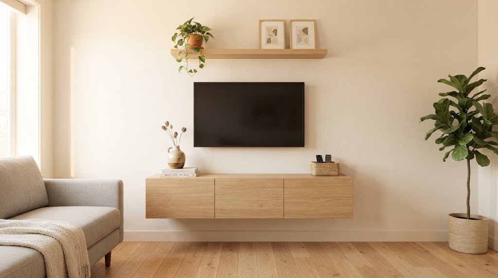 Mount a floating media console.