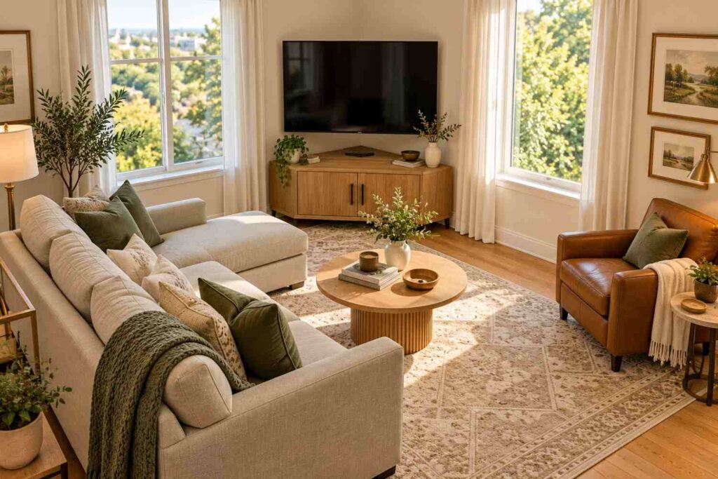 Sunlit Scandinavian Living Room Corner