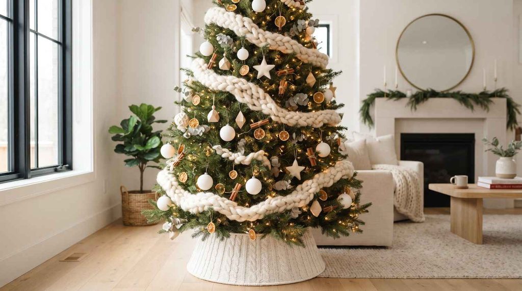 Cozy Chunky Knit Blanket Tree Skirt and Accents