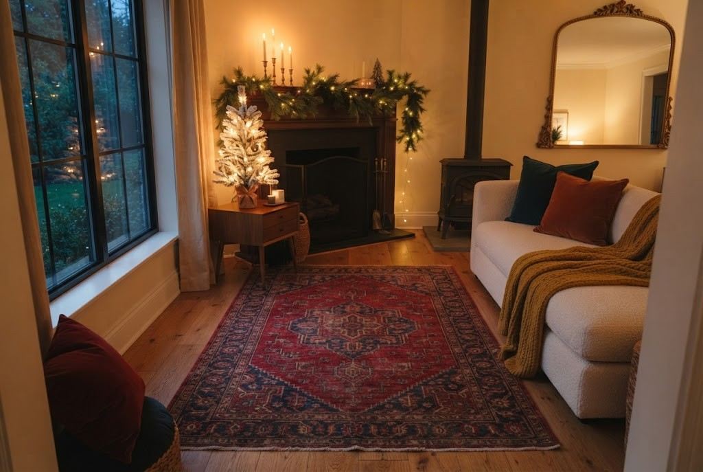 Deep Red and Navy Persian Rug