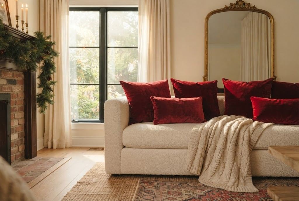 Ruby Red Velvet Throw Pillows
