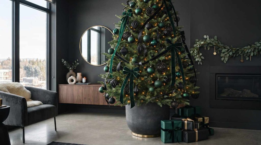 Moody Emerald and Matte Black Elegance