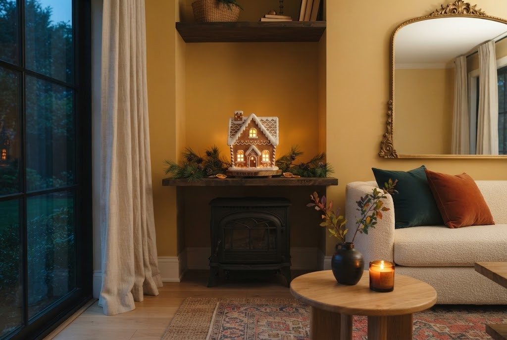 Illuminated Ceramic Gingerbread House