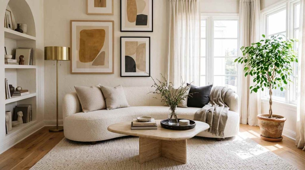 curved-boucle-sofa-travertine-table