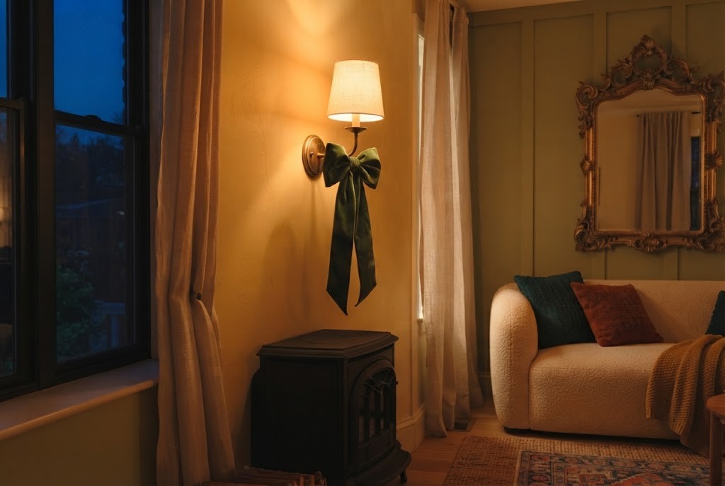 Forest Green Velvet Wall Sconce Bow