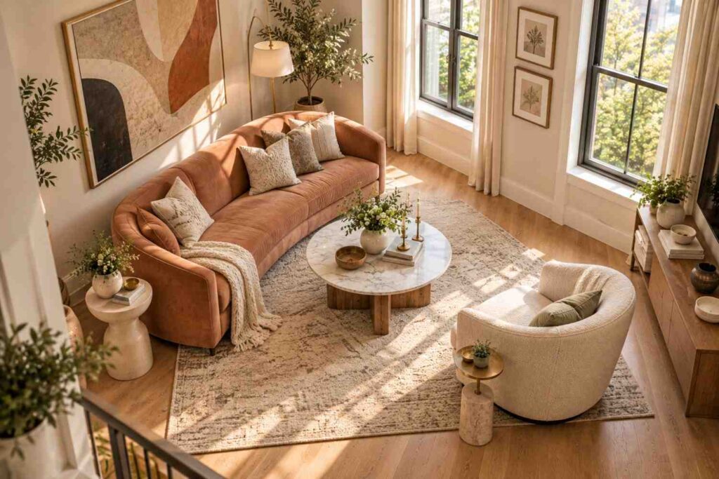 Sunlit Terracotta Living Room Retreat
