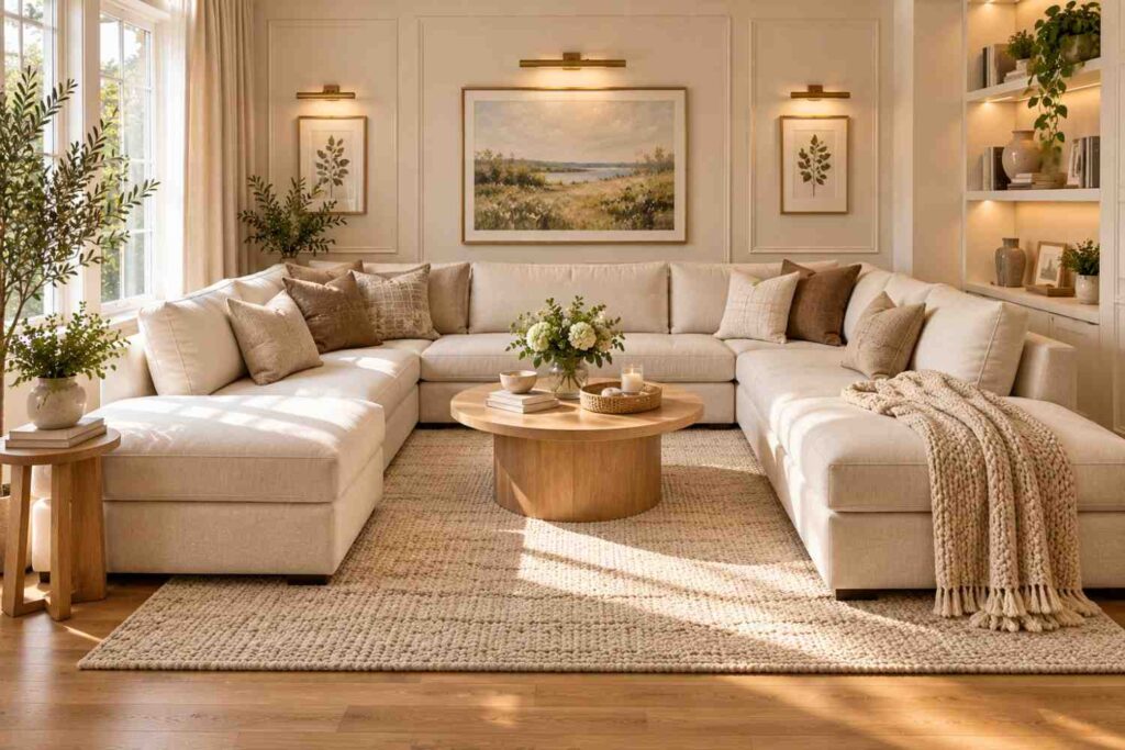 Warm Neutral Scandinavian Living Room