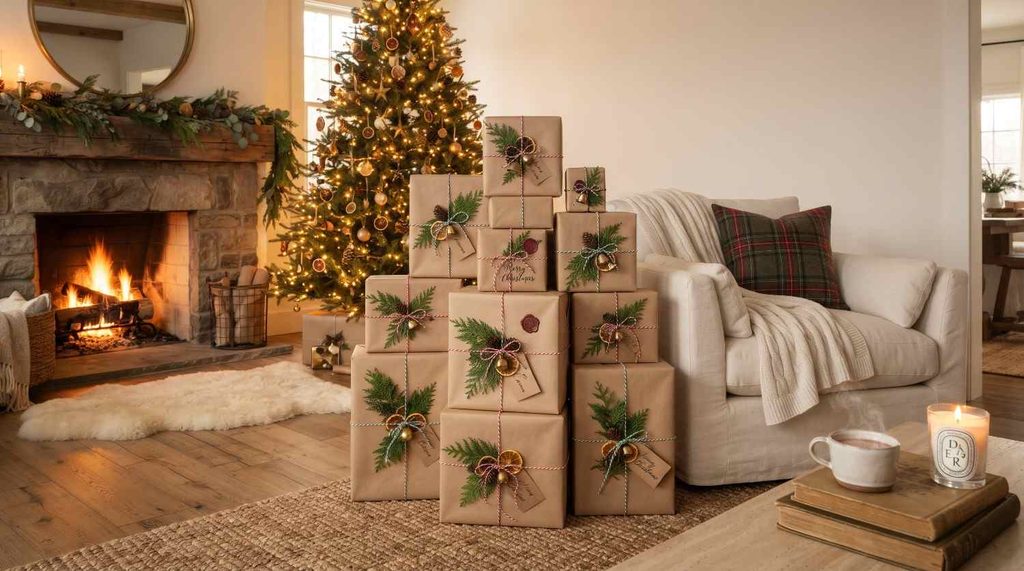 Cedar Sprig Gift Boxes as Decor
