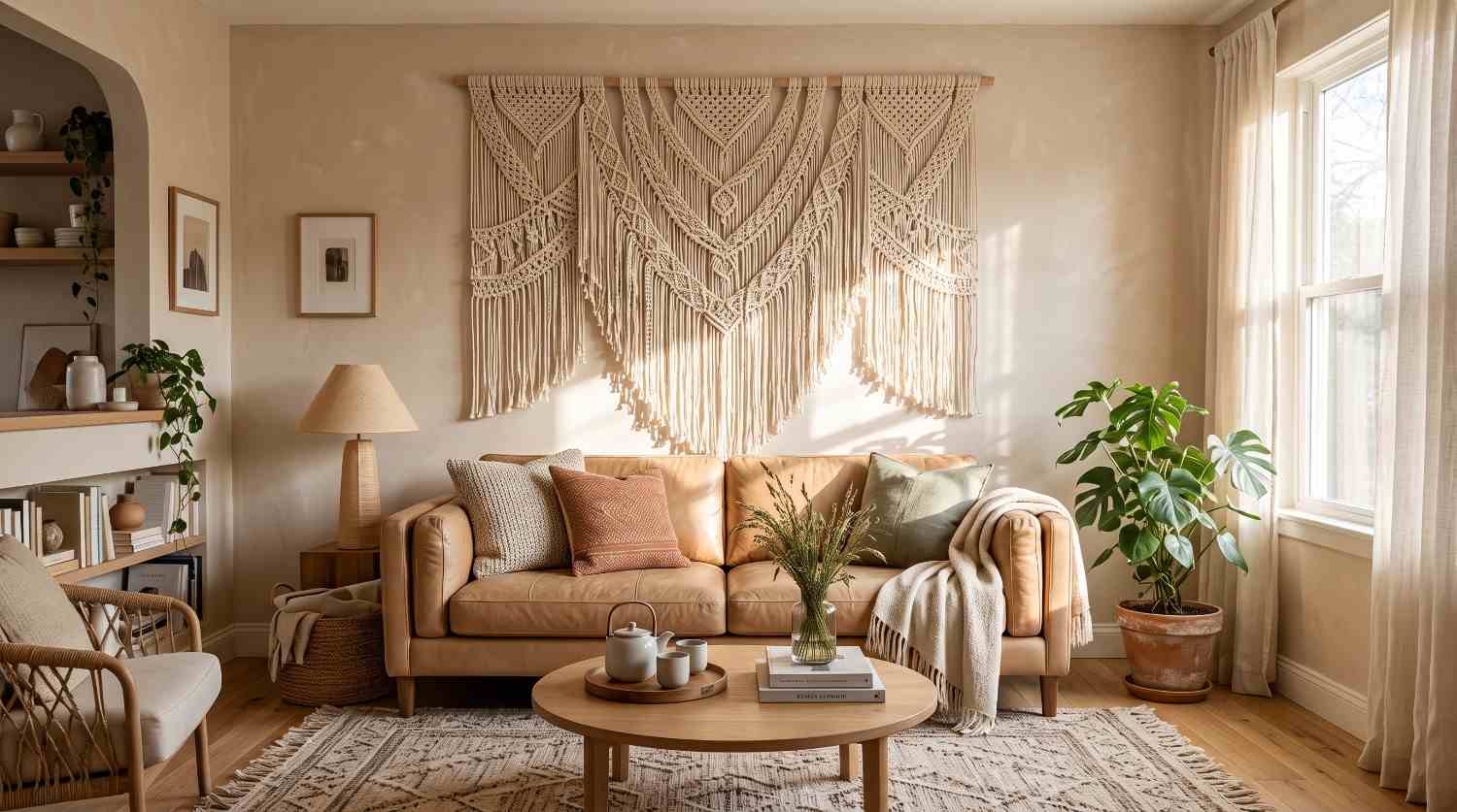 macrame-wall-hanging-leather-sofa