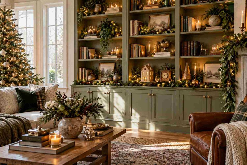 Warm Fairy Lights on Shelves