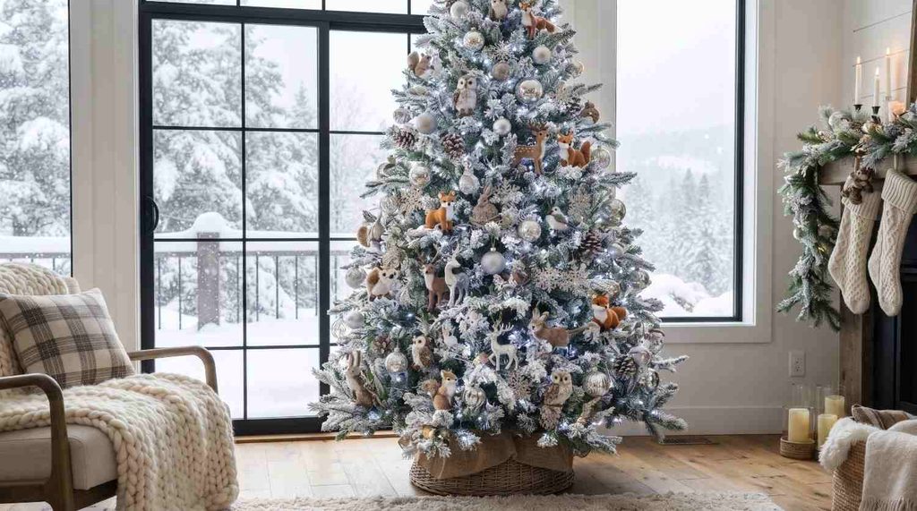 Frosted Snow-Flocked Woodland Theme