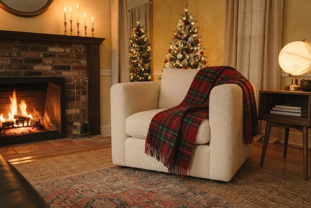 Plaid Holiday Throw Blanket