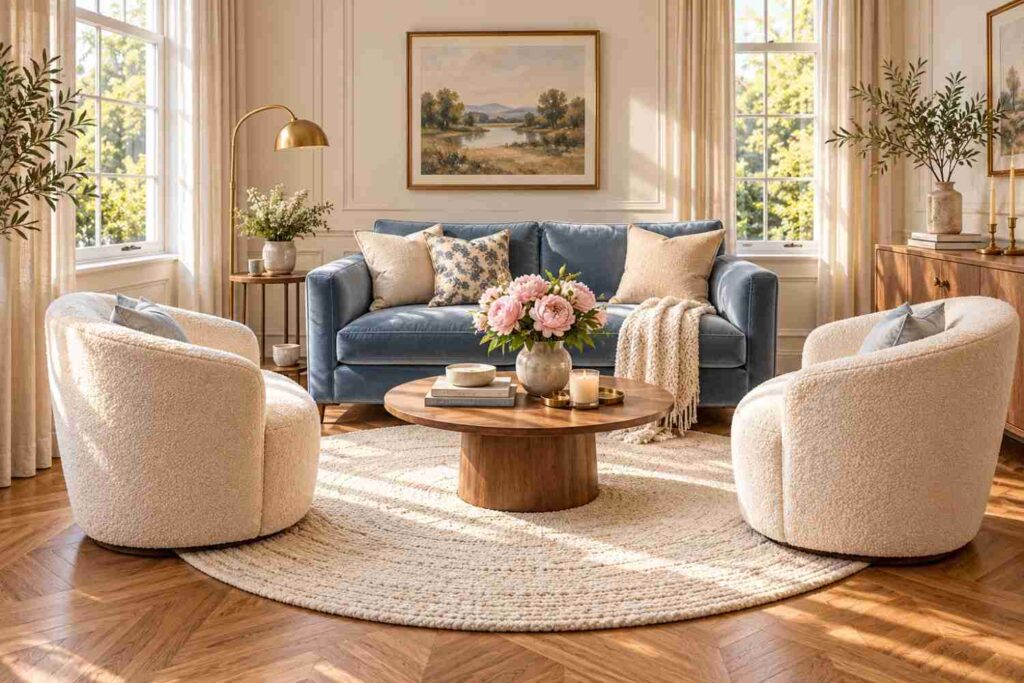 Serene Blue Sofa Living Room