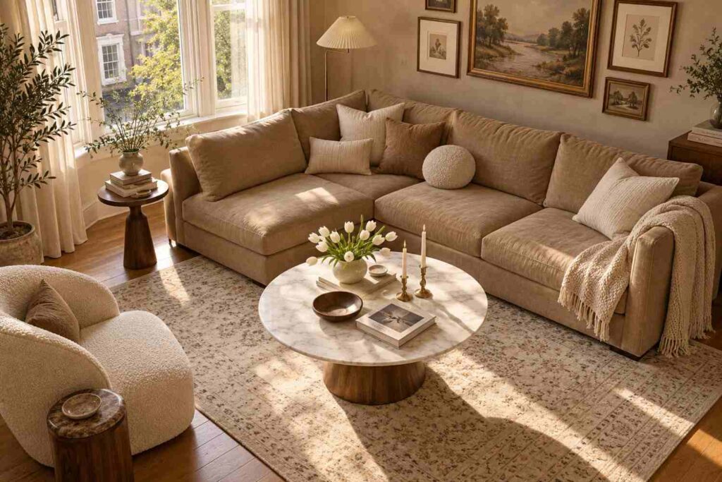 Sunlit Beige Living Room Retreat