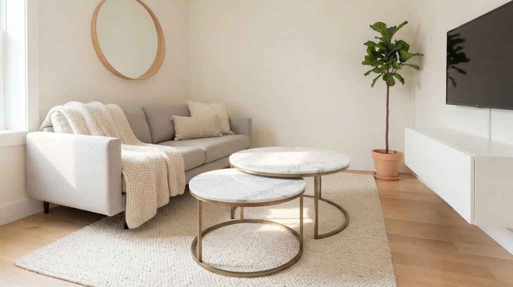 Save floor space with elegant nesting coffee tables that provide flexibility when entertaining