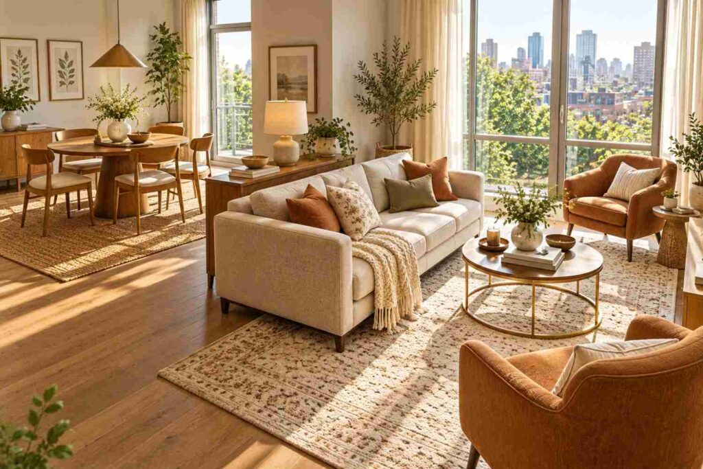 Sunlit Modern Living and Dining Retreat