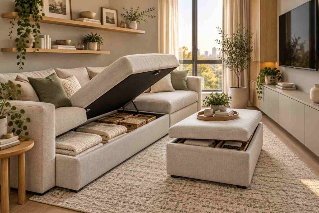 Sunlit Scandinavian Storage Lounge