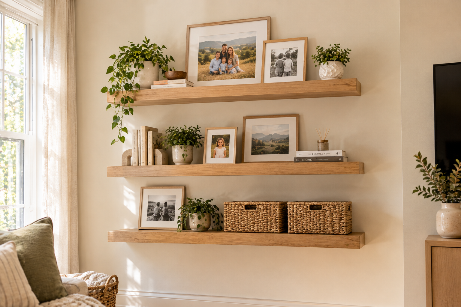 Cozy Farmhouse Shelves and Family Memories