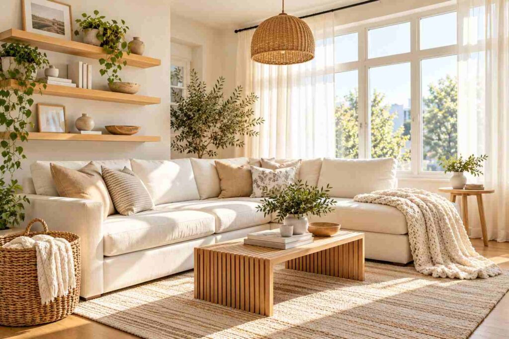 Sunlit Scandinavian Boho Living Room