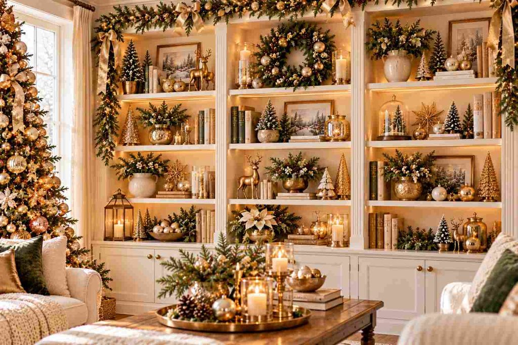 Golden Ornaments and Glass Candles