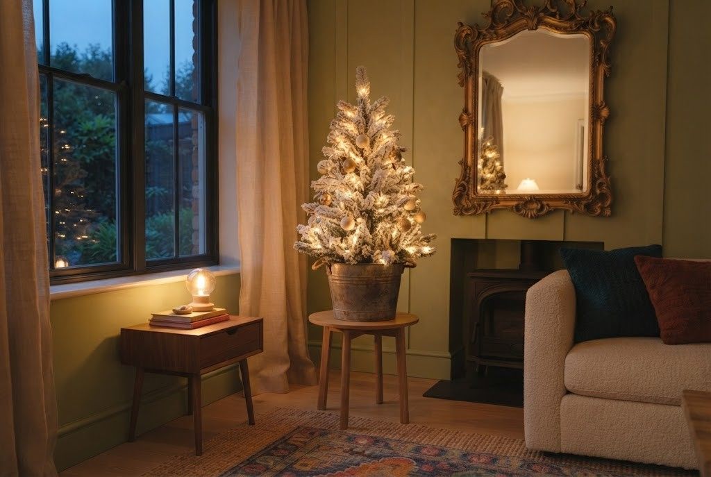 Snow-Flocked Tabletop Christmas Tree
