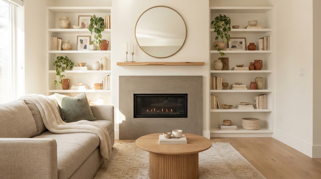 Add a narrow console table behind your sofa.
