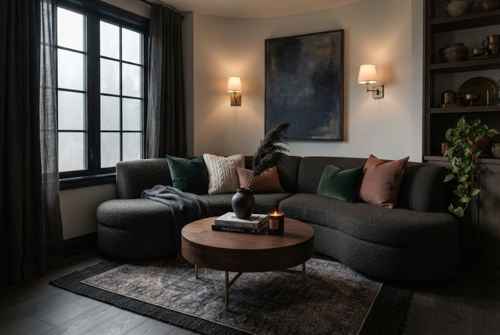Dark Boucle Curved Sectional