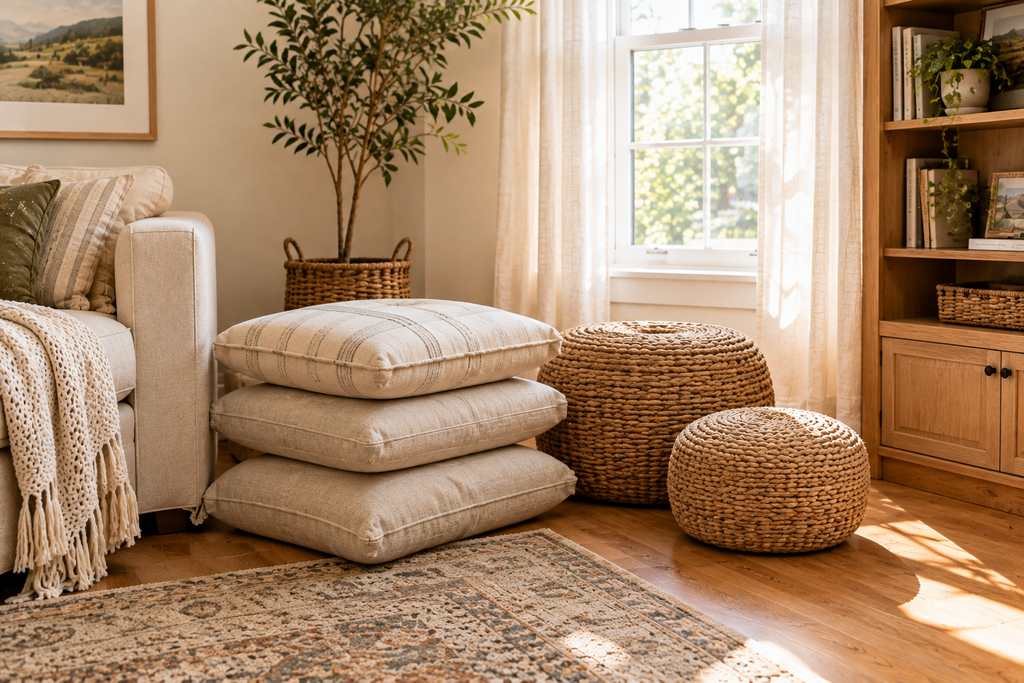 Cozy Neutral Living Room Vignette