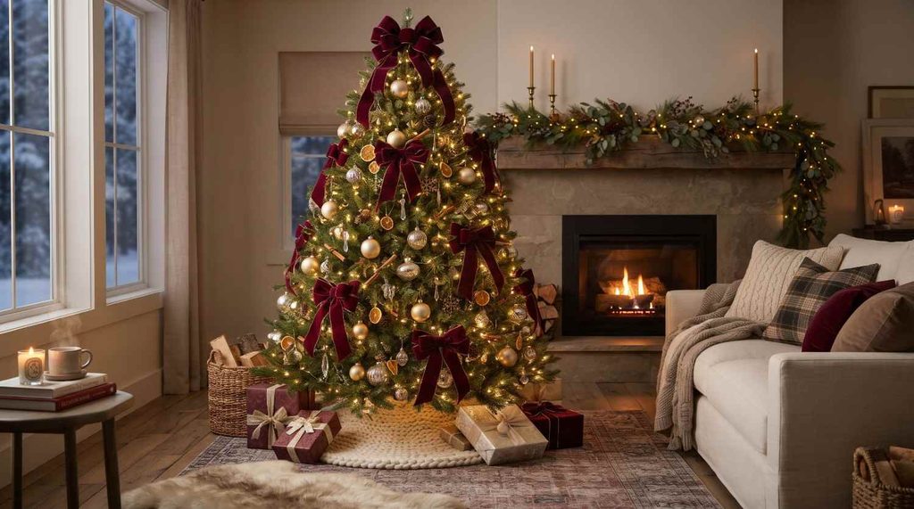 Elegant Velvet Ribbon Tree Ornaments
