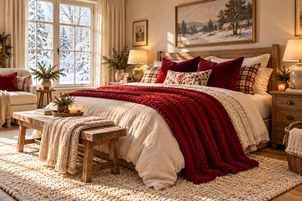 Cosy Winter Farmhouse Bedroom