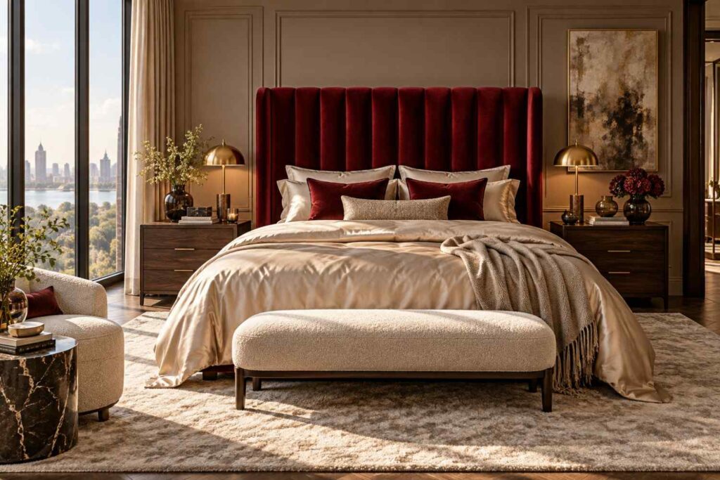 Luxurious Burgundy Bedroom