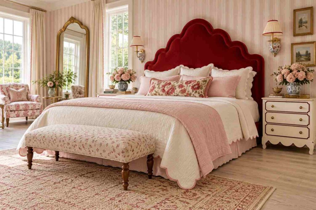 Romantic Scalloped Red Bedroom