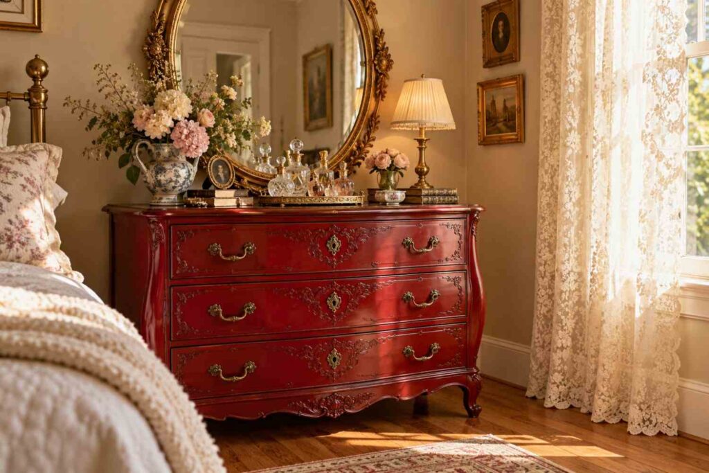 Romantic Vintage Dresser Vignette