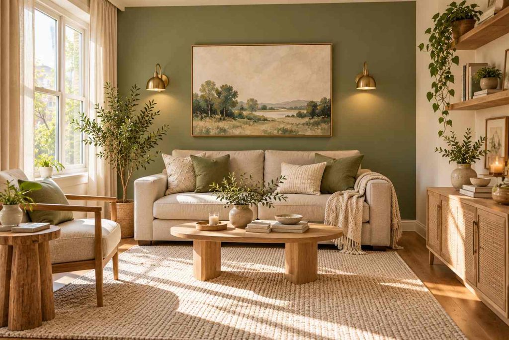 Scandinavian Sage-Green Living Room