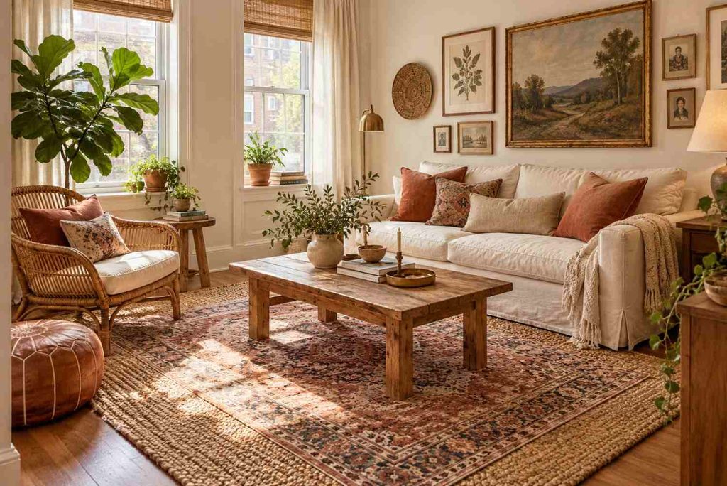 Sunlit Bohemian Scandinavian Living Room