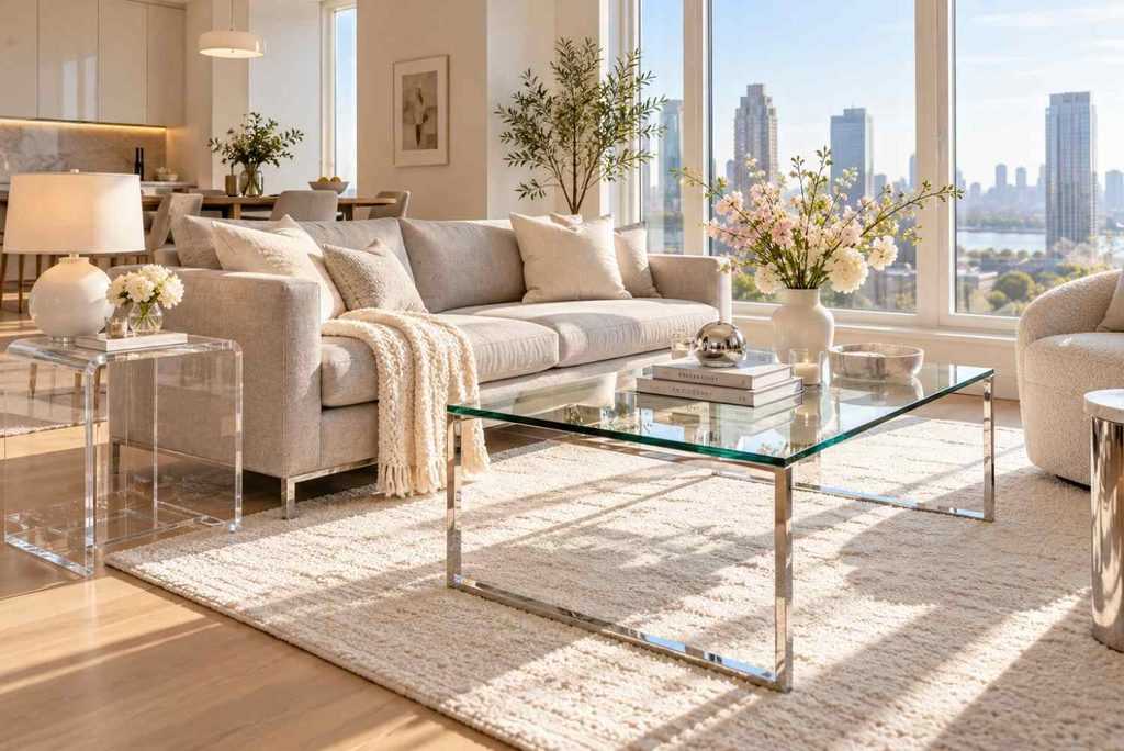 Sunlit Luxury Lounge with Skyline Views