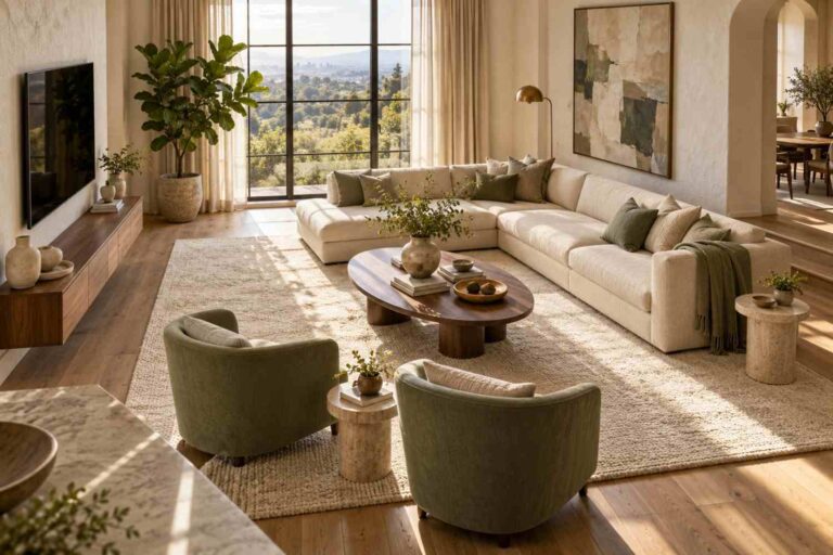 Sunlit Neutral Modern Living Room