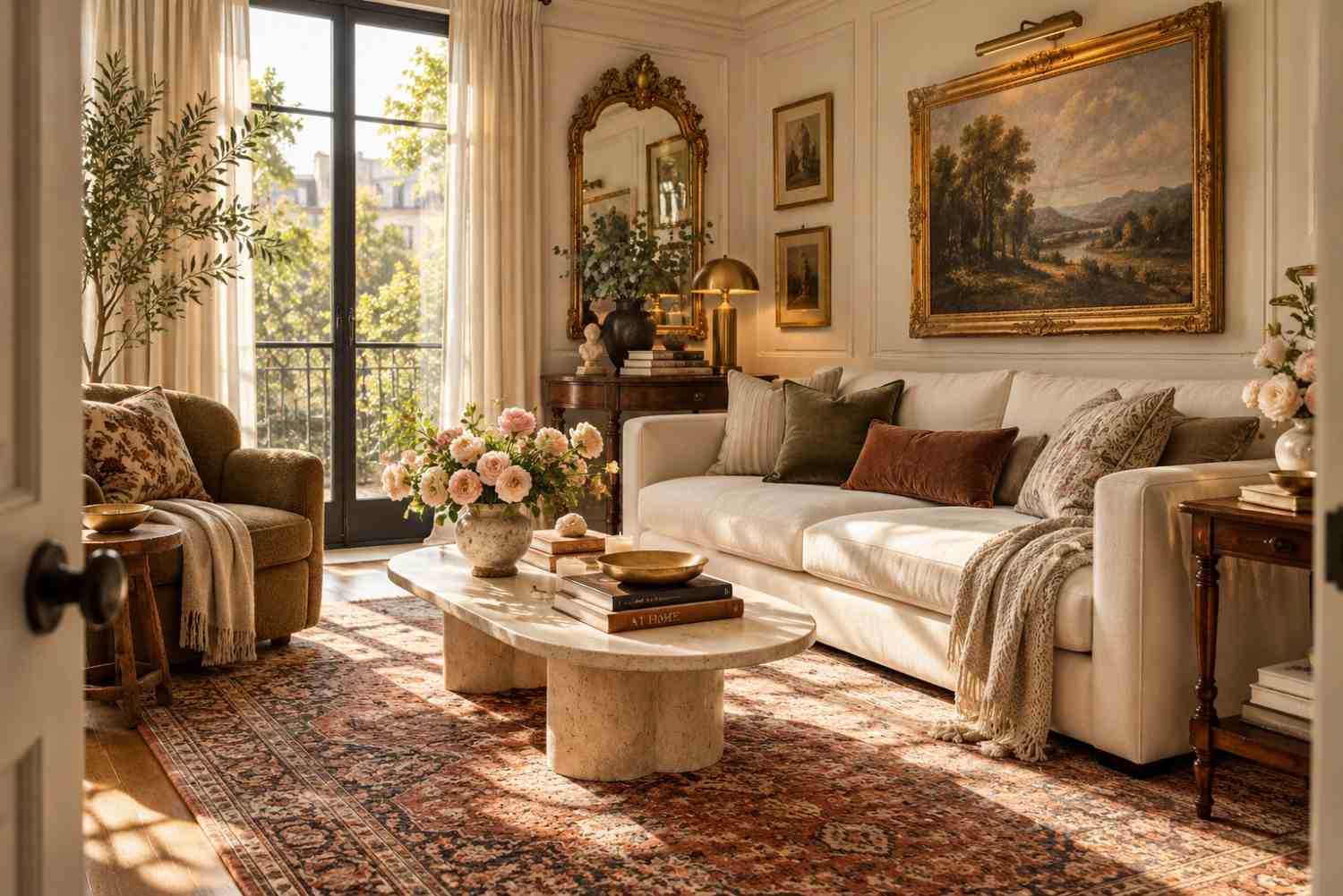 Sunlit Parisian Cottage Living Room