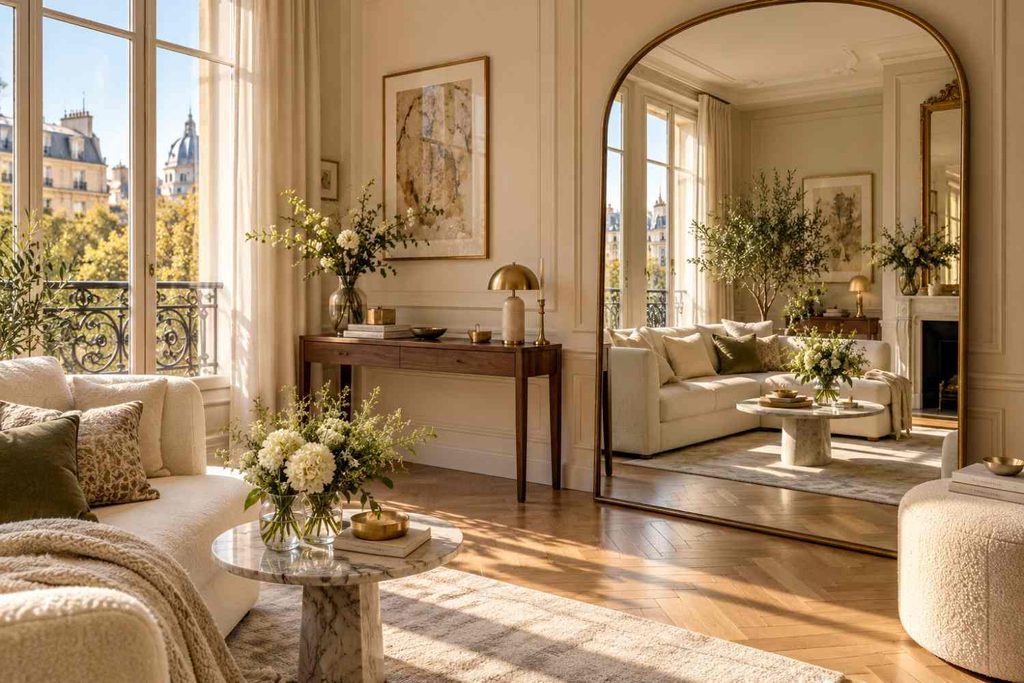 Sunlit Parisian Living Room Elegance