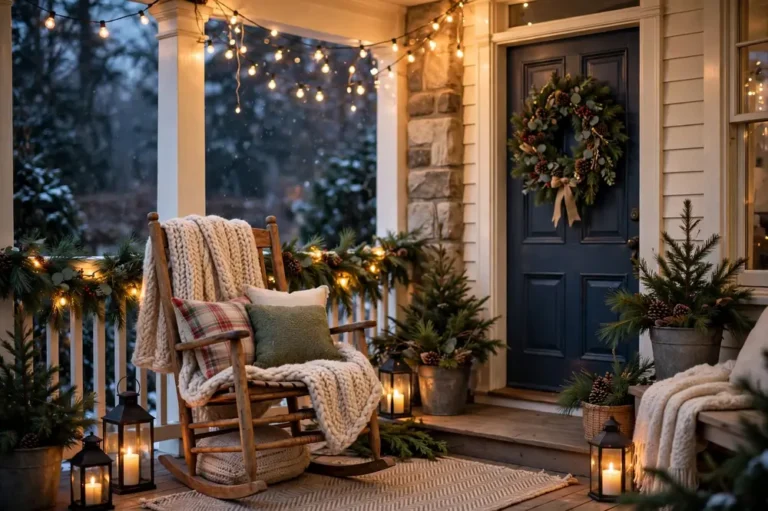Cozy Christmas porch decor