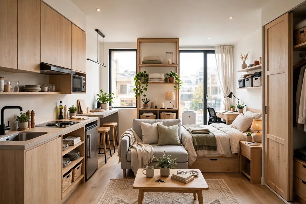 Functional studio apartment layout