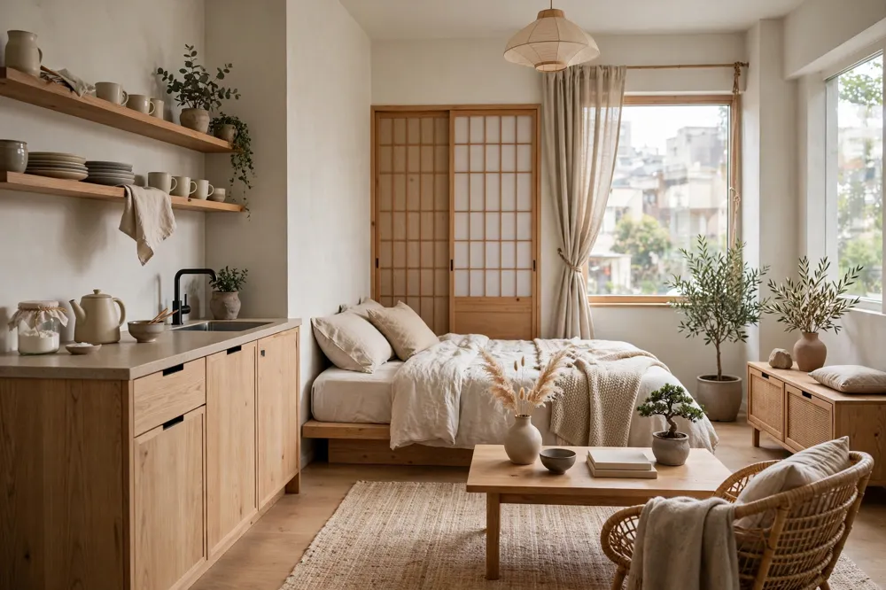 Japandi studio apartment