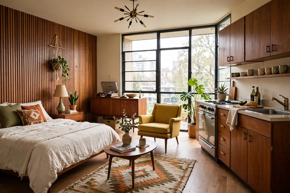 Mid century modern studio apartment