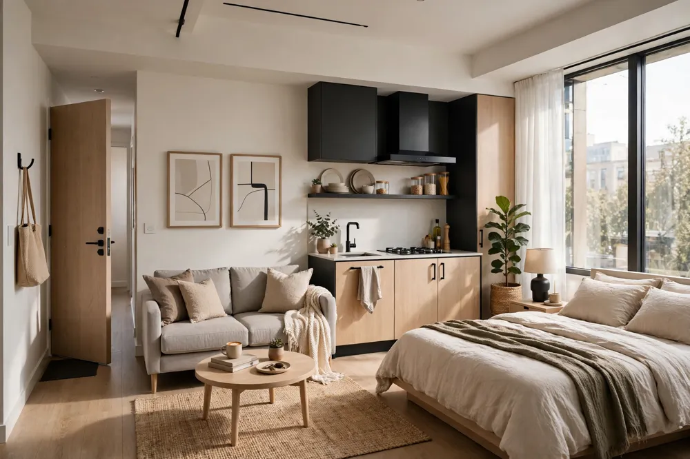 Modern studio apartment layout