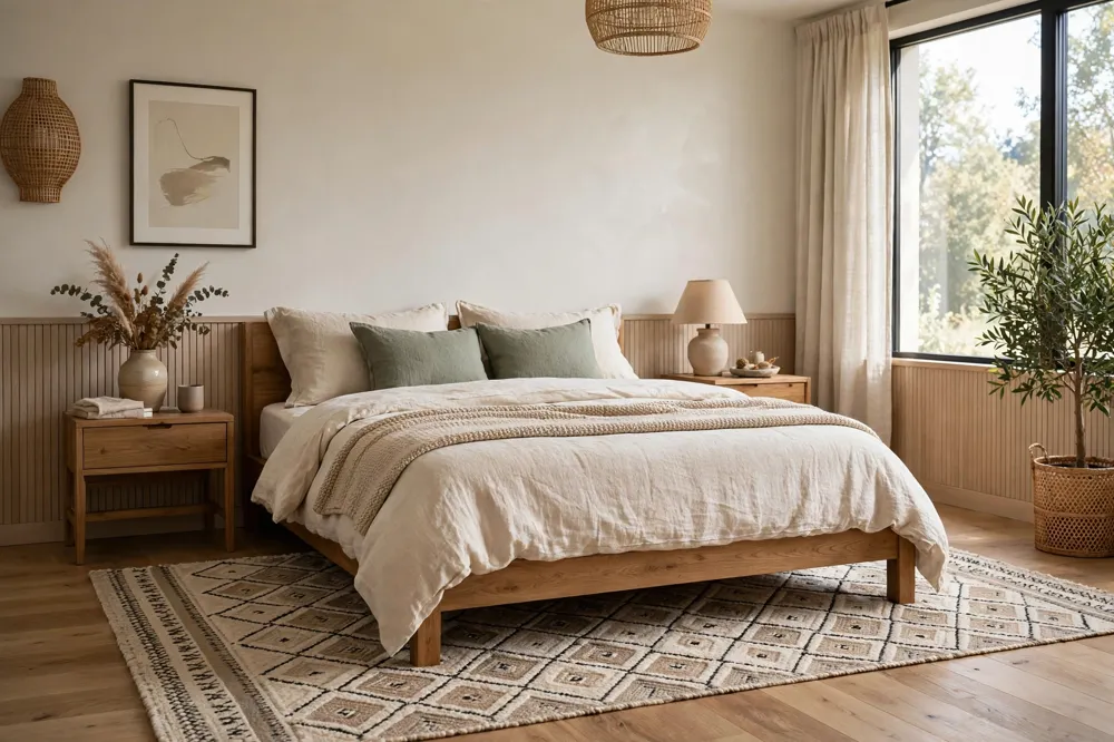 Bedroom rug placement
